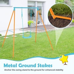 Toddler Swing Heavy Duty Metal Swing Set with A Frame Adjustable Ropes