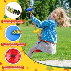 Tree Swing for Kids,Heavy Duty Single Disc Seat Climbing Rope Set Red Swing