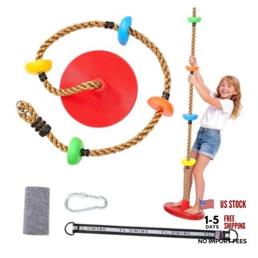 Tree Swing for Kids, 330LB Capacity Heavy Duty Climbing Rope with Platforms Red