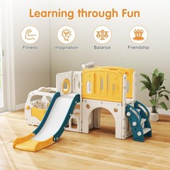 9 in 1 Indoor Slide for Toddler – Freestanding Baby Slide, Playground Slide, Bus