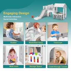 New 9in1 Toddler Slide Climber Playset with Playhouse Indoor Outdoor Playground