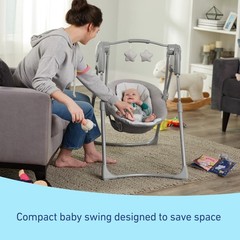 Graco Slim Spaces Compact Baby Swing, Space 39 x 23.25 x 35 Inch, Reign