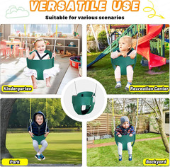 High Back Full Bucket Toddler Swing Seat with 3- Point Adjustable Safety Harness