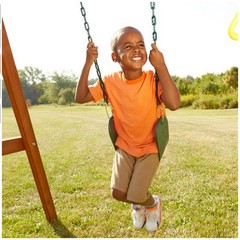 NEW Green Swing Seat Slide Kids Child Fun Yard Garden Gift Playset Belt Plastic