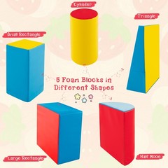5-Piece Kids Climb Crawl Activity Playset Red Indoor Foam Blocks Soft Play Fun