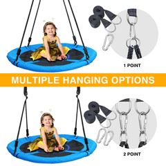 700lb 40″ Saucer Tree Swing Set for Kids Adults Waterproof Textilene Round Swing