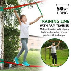 Ninja Warrior Backyard Obstacle Course Slackline Kit with Swing and Ladder