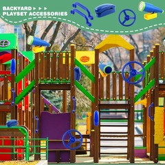 5 Pack Kids Playground Accessories Set Swingset Steering Wheel Plastic Telesc…