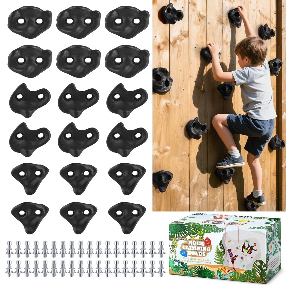 18PCS Climbing Holds for Kids,Large Climbing Holds for Play Set, Rock Wall Cl…