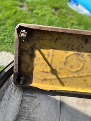 Vintage Tombo Yellow Rusty Metal Child Playground Swing Set Seat-Original Paint