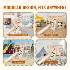 Uimoso Indoor Jungle Gym 7-in-1 Toddler Indoor Playground Wooden Climbing Toys L