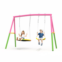 swing Backyard swing set, 440-pound heavy A-shaped metal frame