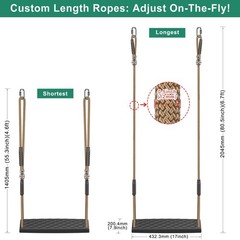 Heavy Duty Swing Seat with Adjustable Rope, 300lbs Capacity Non-Slip Plastic …