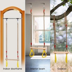 Kids Trapeze Swing Bar with Gym Rings Set