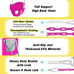 Toddler Swing Set for Outside – High Back Full Bucket Seat with 4 Hanging Str…