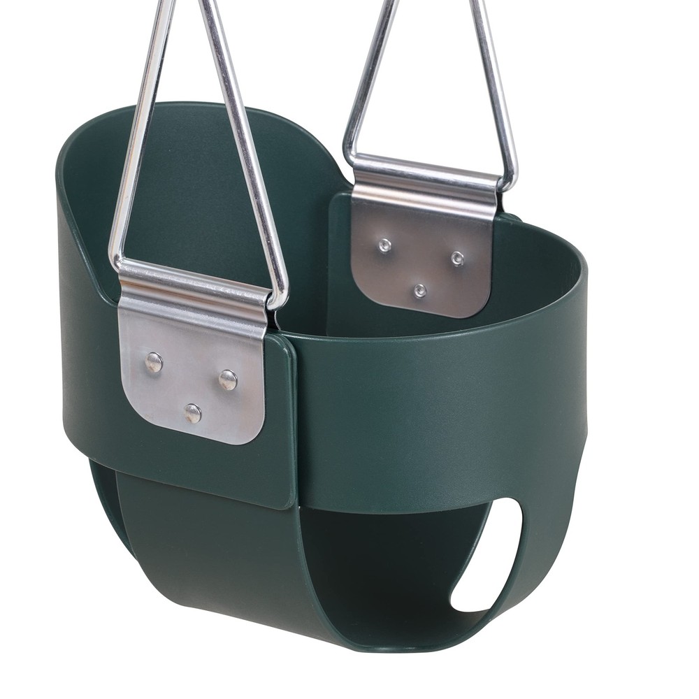 High Back Full Bucket Playset Toddler Swing with Plastisol-Coated Chains Green