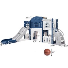 8 in 1 Toddler Slide Kids Climber Playset Indoor Outdoor Slide Blue For 1-3 Age