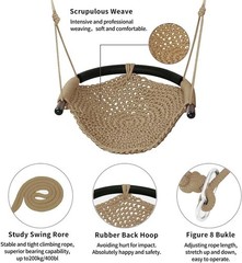 Hand-Knitting Toddler Swing, Swing Seat for Kids with Adjustable Ropes, Littl…
