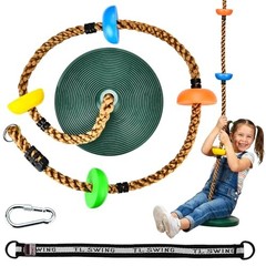 Tree Swing for Kids 330LB Capacity, Climbing Rope with Platforms and Green