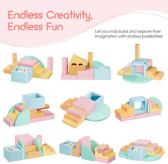 12 PCS Foam Climbing Blocks for Toddlers with Ball Pit, Safe Soft Play Gym Set，B