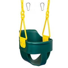 Premium High Back Full Bucket Toddler Swing Seat with Finger Grip, Green