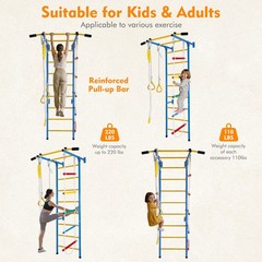 5 in 1 Playset Laddeer Wall Gym With Rope Ladder, Pull-up Bar, Wall Ladder