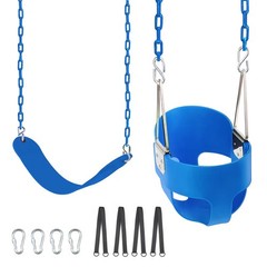 Toddler Swing & Swing Seat, Iron Chains with Tree Straps (Blue)