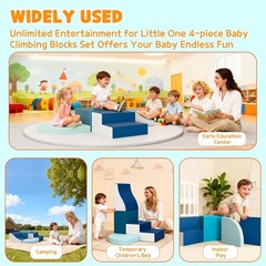 4x Toddler Foam Climbing Blocks Soft PU Leather Indoor Playset for Baby Crawling