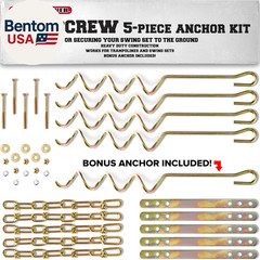 MSC-5672 Deluxe Corkscrew 5-Piece Metal Ground Anchor Hardware Kit for Swing Set