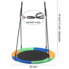 Saucer Tree Swing Seat for Kids 40 Inch Outdoor Round Tree Swing for Multicolor