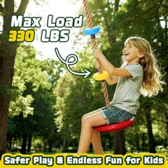 Tree Swing for Kids, 330LB Capacity Heavy Duty Climbing Rope with Platforms Red
