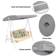 Outdoor Swing Canopy Cover, 3 Seat Waterproof Gray Swing Covers for Outdoor P…