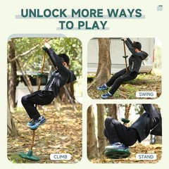Durable Climbing Rope Swing with 220lb Capacity & Kids Disc Seat for Outdoor Fun