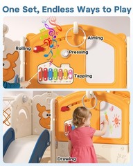 Toddler Slide Set with Basketball Hoop, Golf Game & Drawing Board, 13-in-1 In…