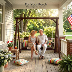 6.2FT Porch Swing Frame, 660 LBS Heavy Duty A-Frame Wooden Porch Swing Stand wit