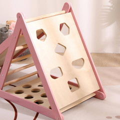 6-In-1 Pikler Climbing Set Foldable Pink Triangle and Slide Board Baby Toy-Fun a