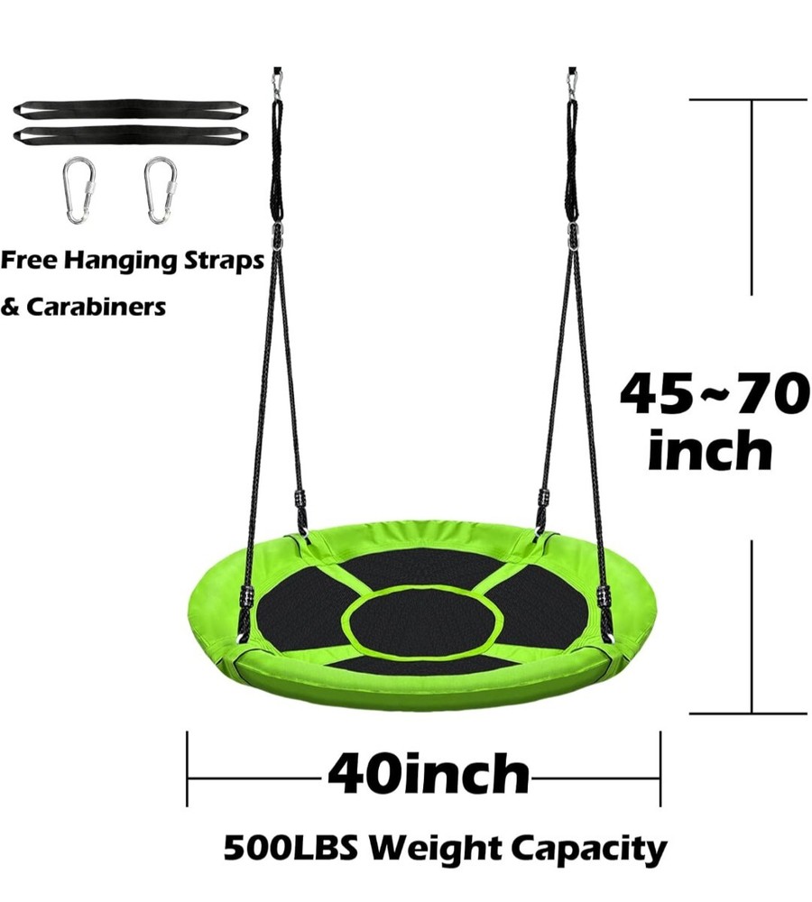Saucer Swing 40 Inch Green Outdoor Swing. 700 pound capacity. New