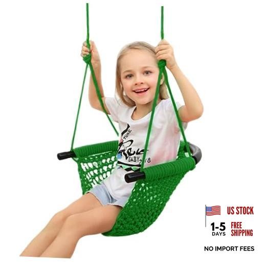 Swing Seat for Kids Heavy Duty Rope Play Secure Children Swing 1 Pack Green
