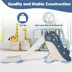 4-in-1 Toddler Slide Playground w/ Basketball Hoop Ball Ring Toss Climbing