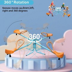 New Kids Rotating Seesaw 4 Seat Outdoor Teeter Totter Backyard Playground Toy