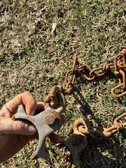 Vintage Playground Swing Cast Iron Hardware Wood Seat & Chains From Country Club