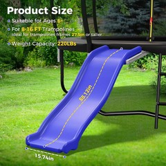 Plastic Trampoline Slide for 8-16FT, Heavy Duty Outdoor Slide for Trampoline,…