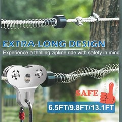 Zipline Spring Brake, 13.1ft Extra Long Heavy Duty Stainless Steel Zipline Brake
