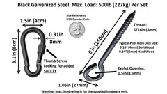 4 Pack Stainless Steel Screw Eye Hooks with Snap Hooks for Hammock Hanging