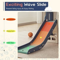 6 in 1 Toddler Kids Climber Slide with Storage Space Non-Slip Steps Telescope
