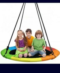 40″ Tree Swing Waterproof Saucer Tree Swing Set Adjustable Rope Colorful Rainbow
