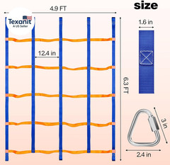 Climbing Net for Kids Outdoor, Portable Ninja Cargo Net Rope Ladder Monkey Bars