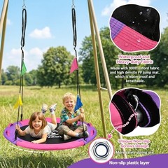 43 Inch Tree Swing, 900lbs Weight Capacity Saucer Swing Sets Pink and Purple