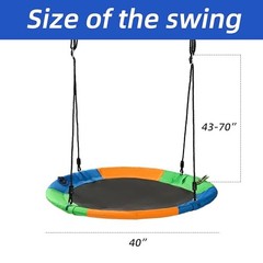 Saucer Tree Swing Seat for Kids 40 Inch Outdoor Round Tree Swing for Orange