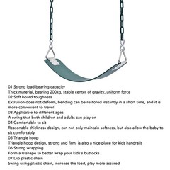 Outdoor EVA Soft Board Swing With Coated Chains Dark Green Easy To Install IQAK